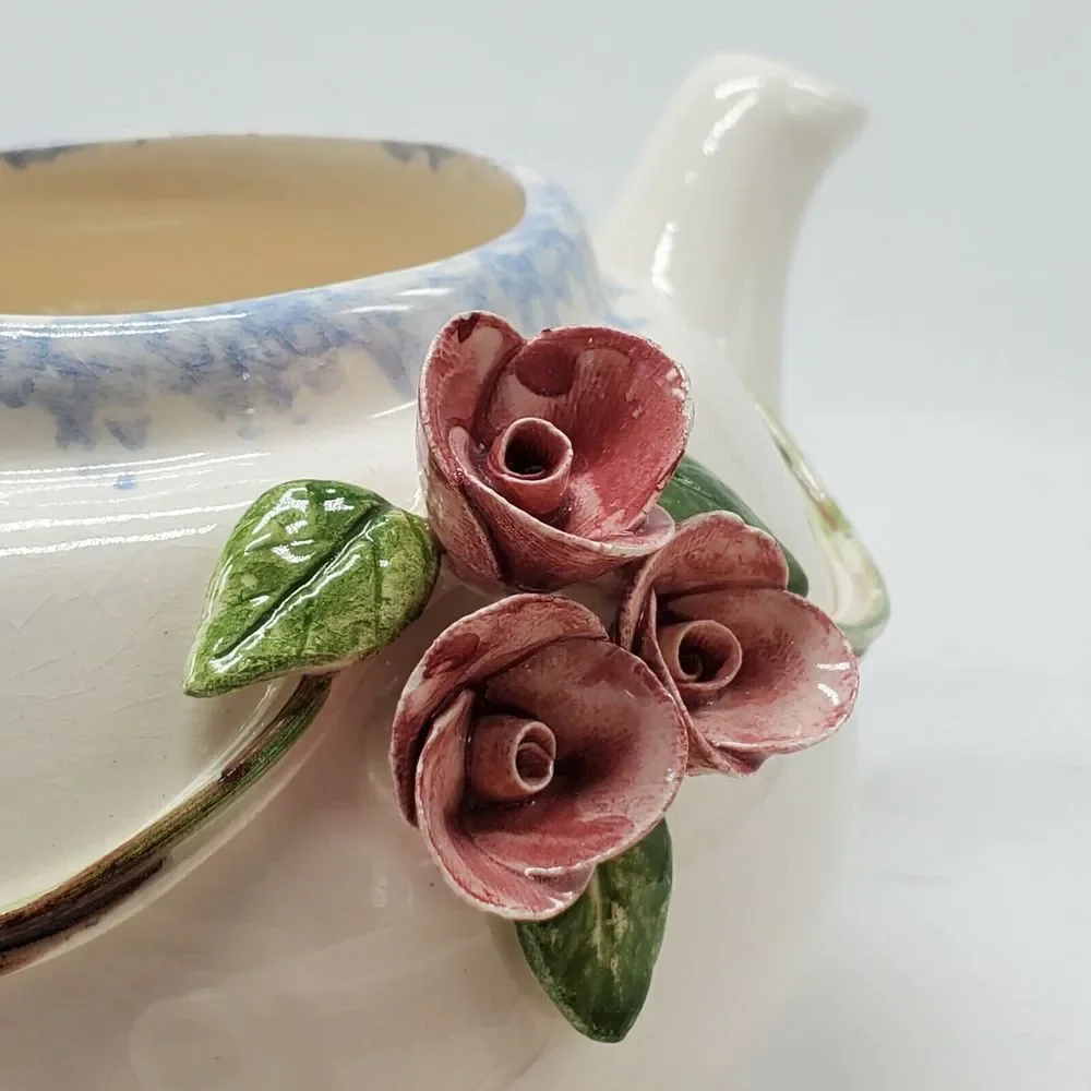 Paper Windows USA Pottery Vintage Teapot Tray‎ and Mug Floral Cover Beautiful